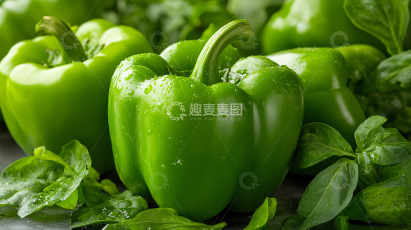 高清大图下载【趣麦麦图】新鲜翠绿青椒特写