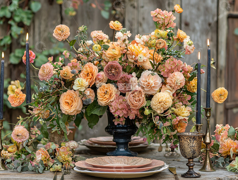 高清大图下载【趣麦麦图】秋季花卉桌花摆设