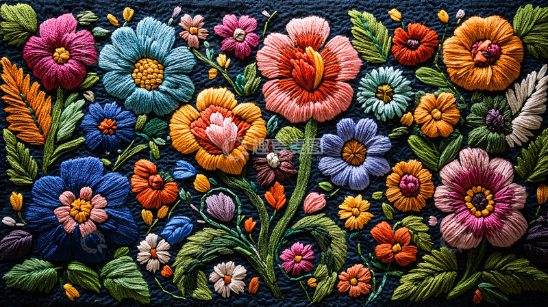 高清大图下载【趣麦麦图】多彩立体绣花布艺