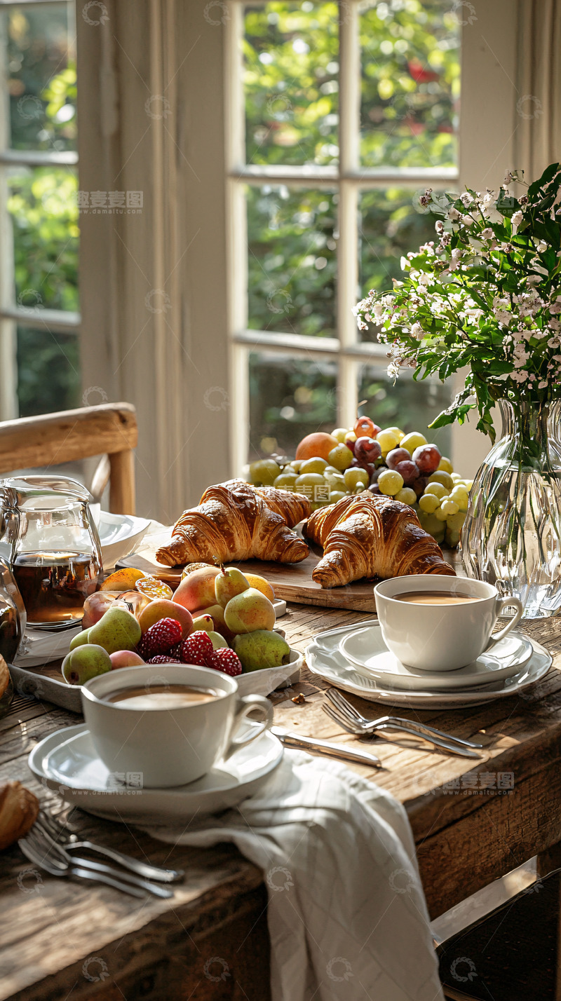 高清大图下载【趣麦麦图】明媚阳光早餐场景
