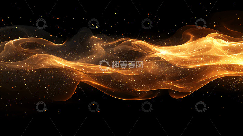 高清大图下载【趣麦麦图】金色流动的抽象烟雾