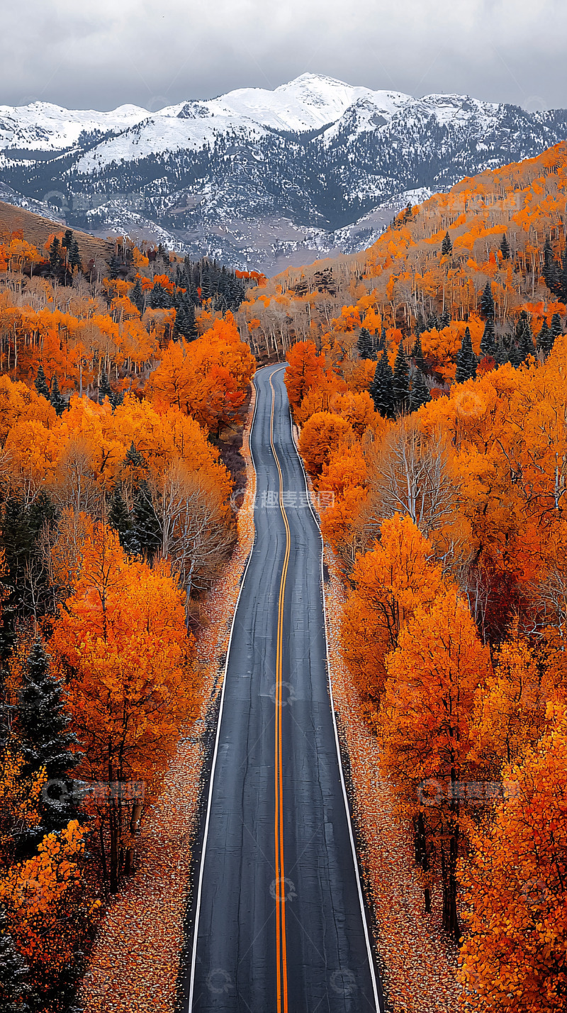 高清大图下载【趣麦麦图】秋季山路风景