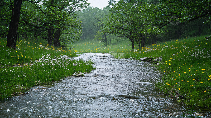 高清大图下载【趣麦麦图】雨中流淌的小溪