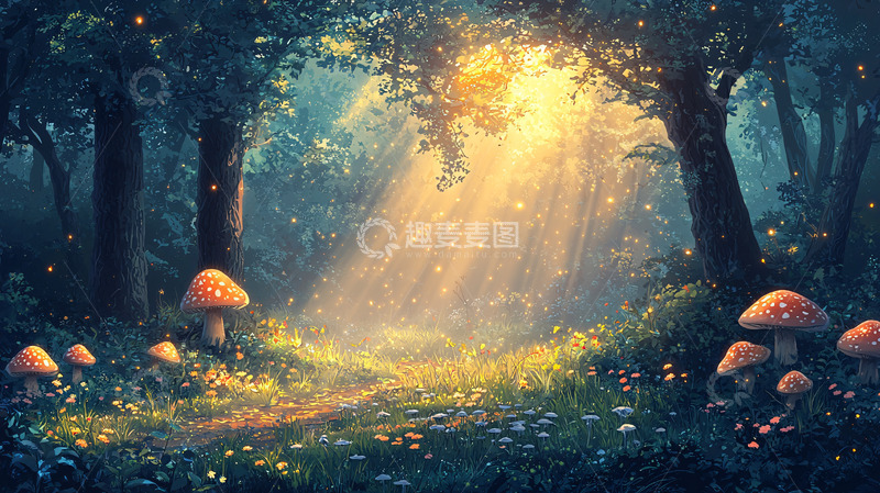 高清大图下载【趣麦麦图】梦幻森林光线