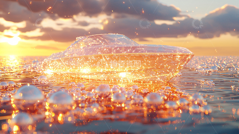 高清大图下载【趣麦麦图】日出海景奢华游艇