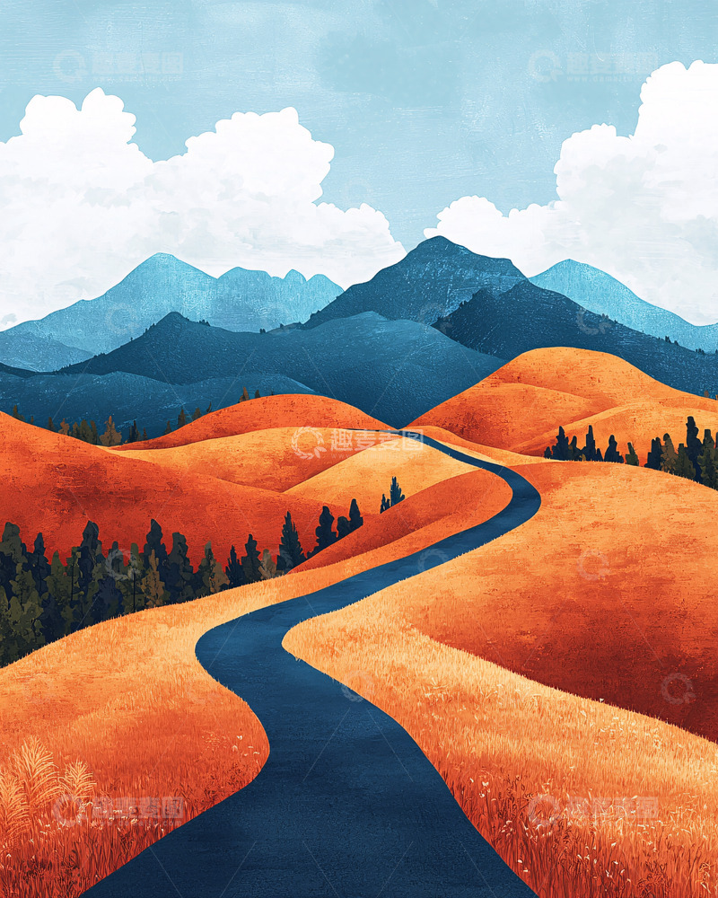 高清大图下载【趣麦麦图】山路蜿蜒通向远方