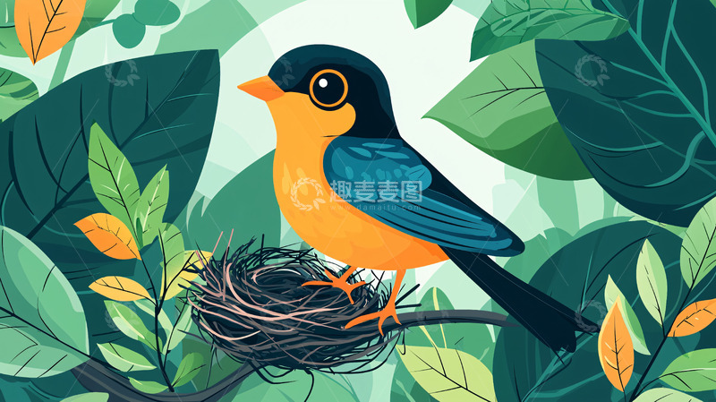高清大图下载【趣麦麦图】卡通小鸟