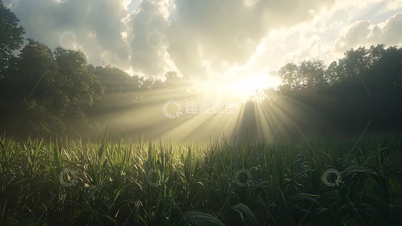 高清大图下载【趣麦麦图】清晨阳光穿过树林