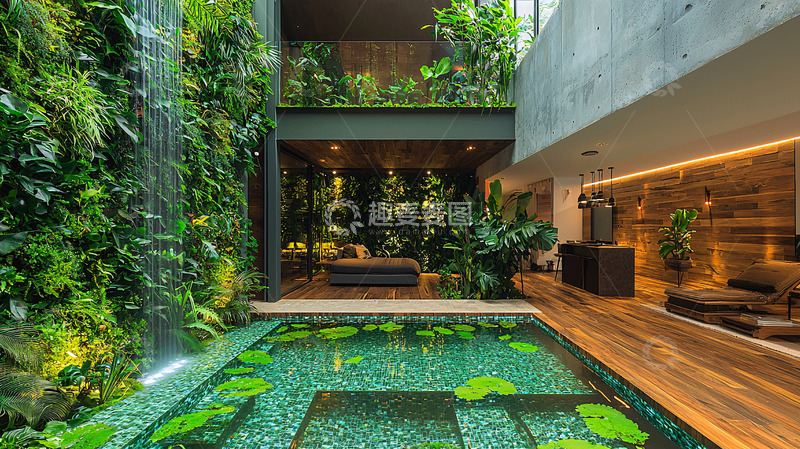 高清大图下载【趣麦麦图】室内垂直绿化水池