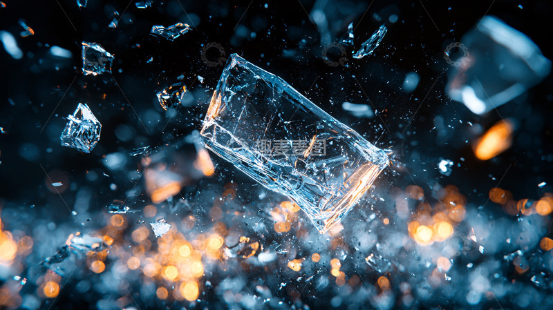 高清大图下载【趣麦麦图】破碎的冰块在空中飞舞