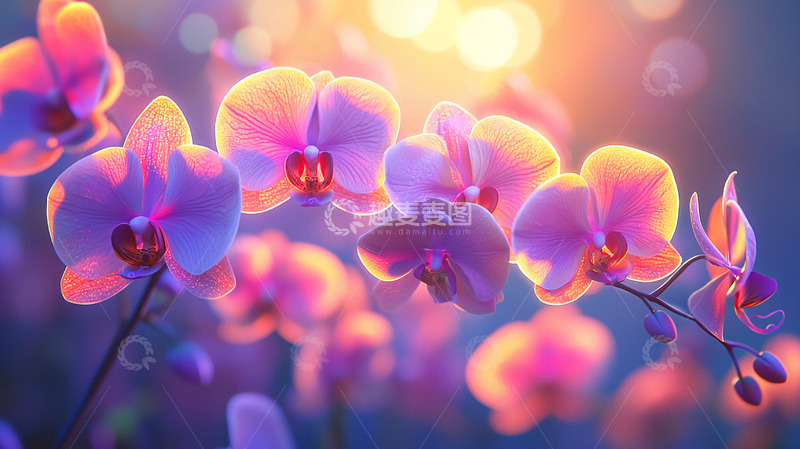 高清大图下载【趣麦麦图】夕阳下盛开的兰花
