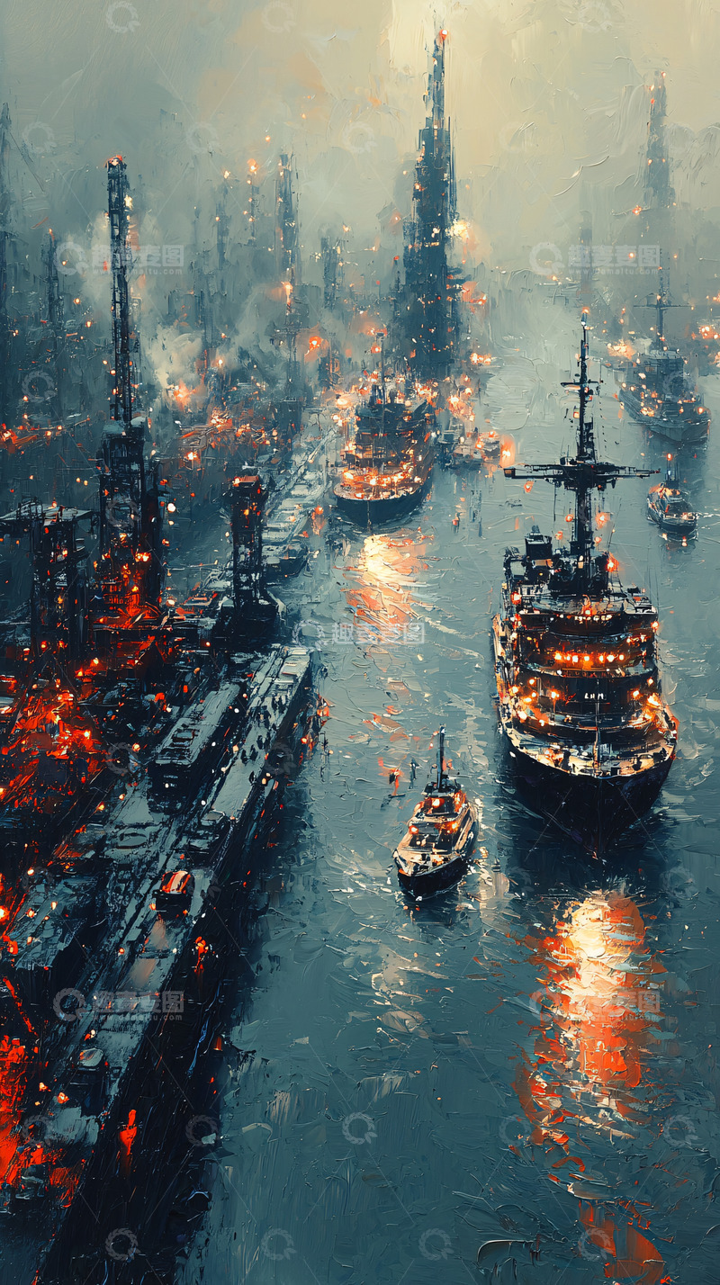 高清大图下载【趣麦麦图】-赛博朋克未来港口