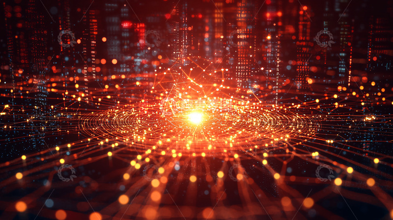 高清大图下载【趣麦麦图】抽象红色科技背景