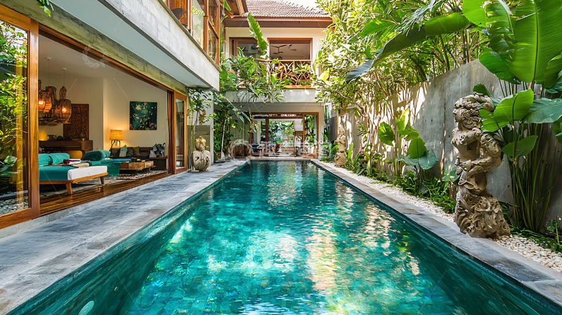 高清大图下载【趣麦麦图】巴厘岛别墅泳池
