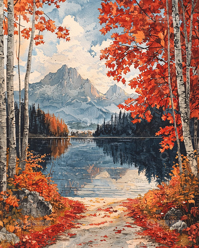 高清大图下载【趣麦麦图】秋日湖光山色