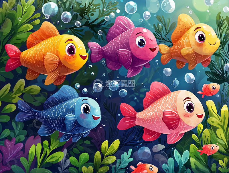 高清大图下载【趣麦麦图】卡通鱼群