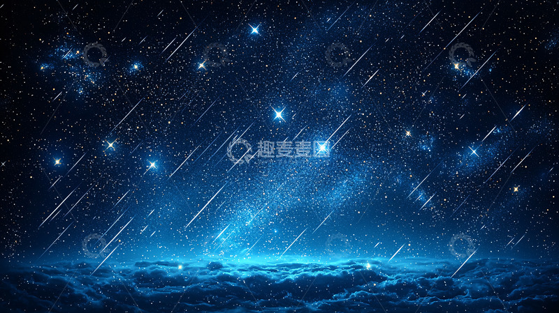 高清大图下载【趣麦麦图】深蓝色星空流星雨