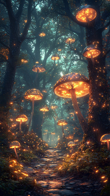 发光蘑菇森林小路