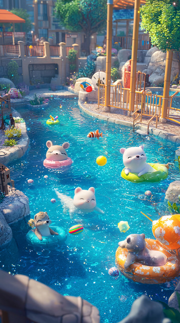 卡通动物水上乐园