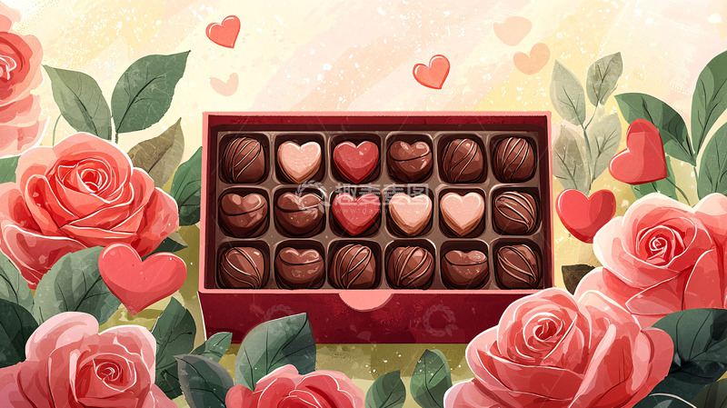 高清大图下载【趣麦麦图】情人节巧克力礼盒