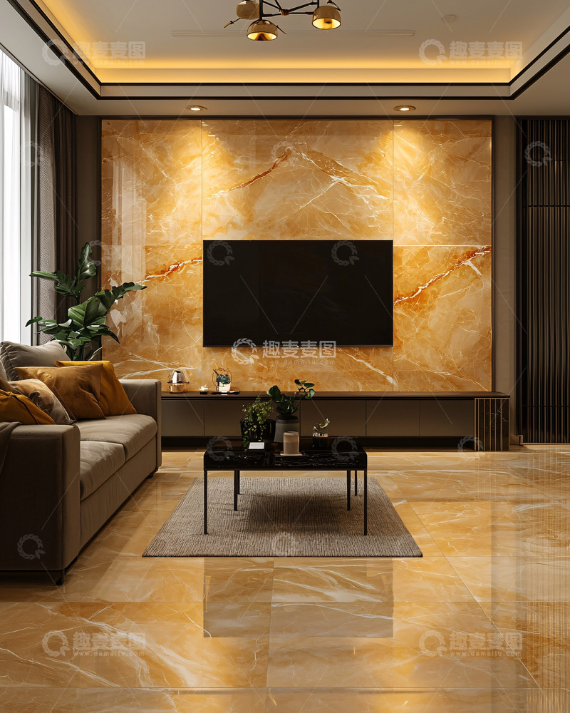 高清大图下载【趣麦麦图】豪华大理石电视背景墙
