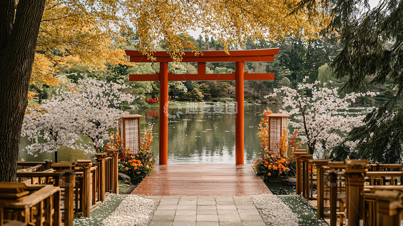 高清大图下载【趣麦麦图】秋日日式庭院风景