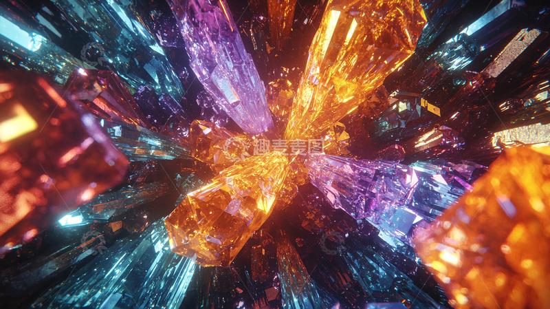 高清大图下载【趣麦麦图】彩色水晶柱体隧道
