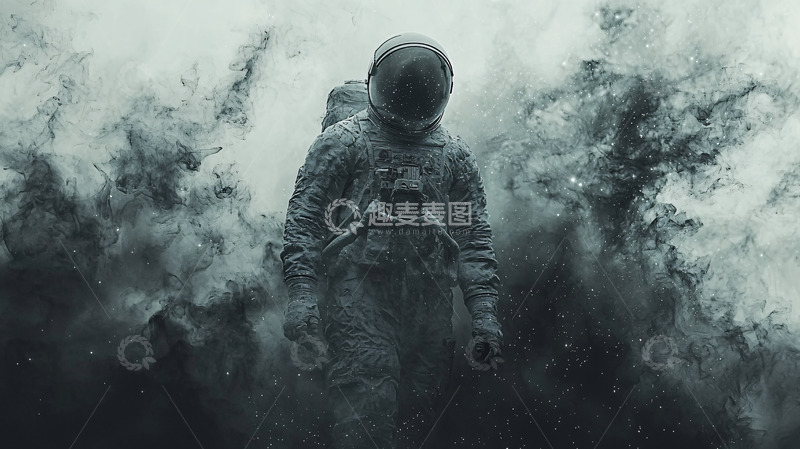 高清大图下载【趣麦麦图】宇航员在烟雾中行走