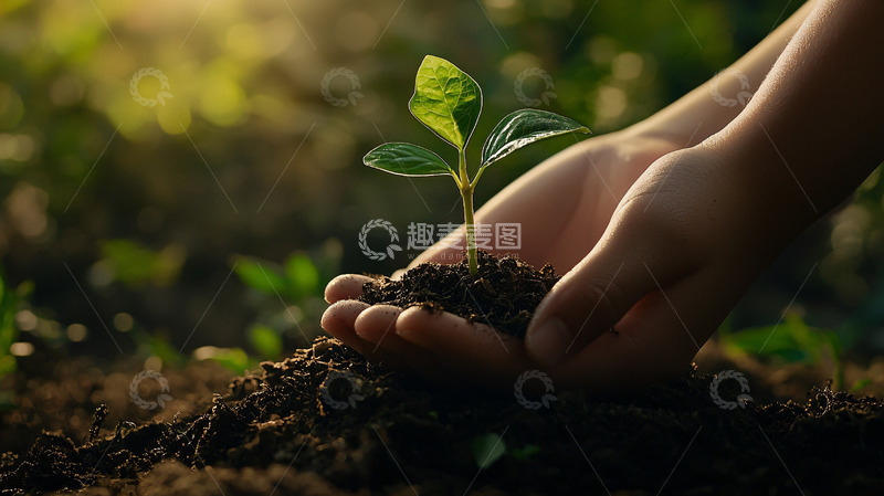 高清大图下载【趣麦麦图】双手捧着幼苗