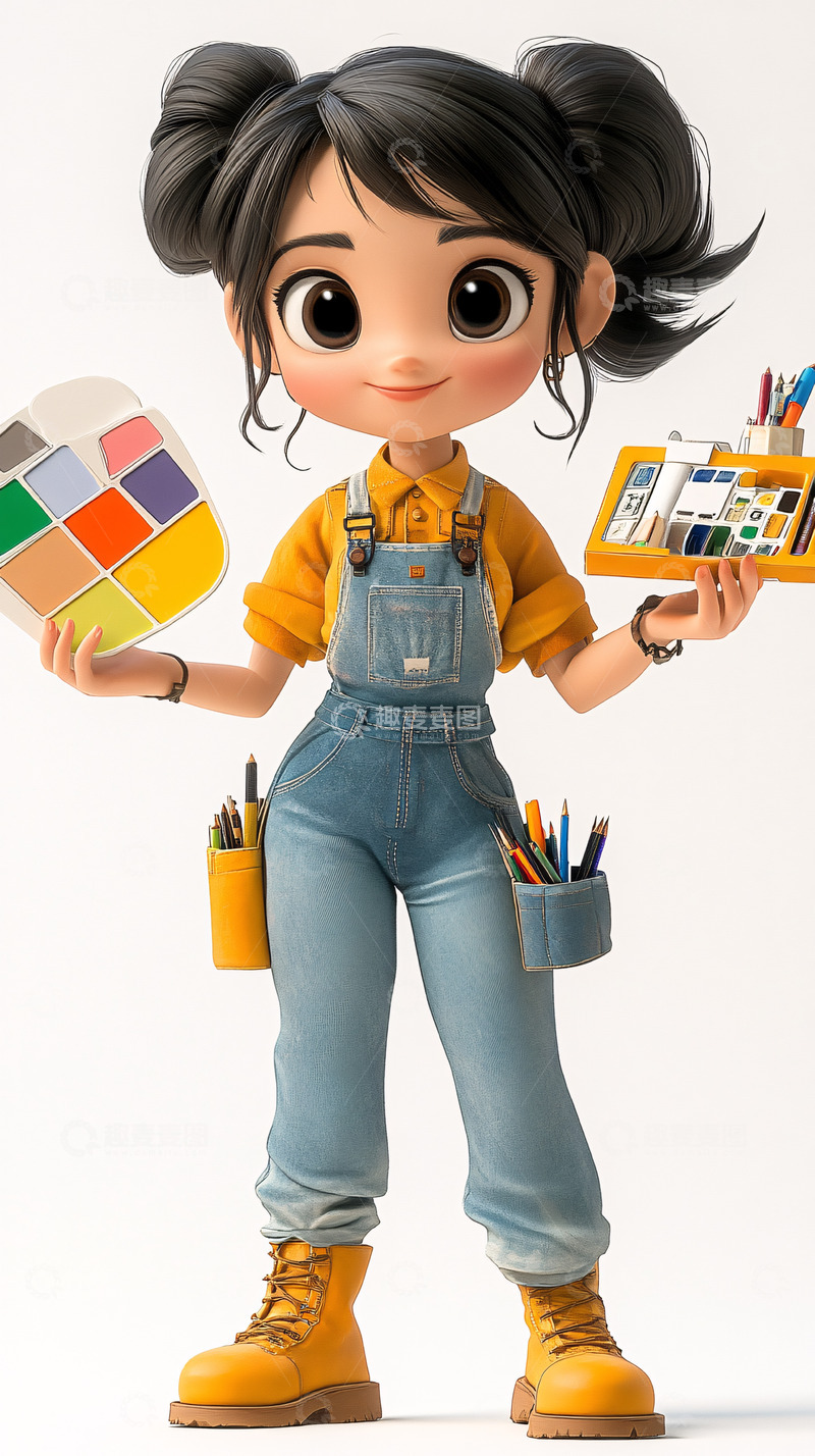 高清大图下载【趣麦麦图】可爱卡通女孩