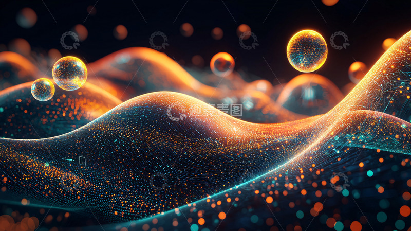 高清大图下载【趣麦麦图】流体质感光影粒子波浪