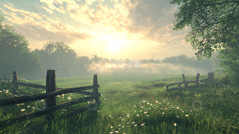 高清大图下载【趣麦麦图】清晨田园牧歌