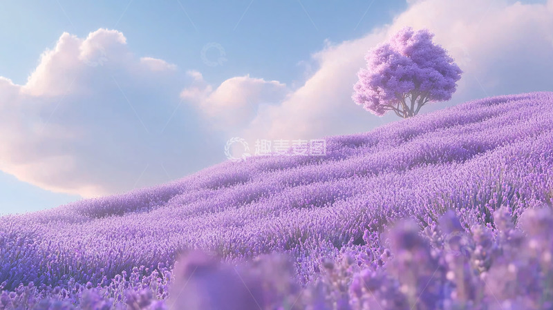 高清大图下载【趣麦麦图】梦幻紫色薰衣草花田