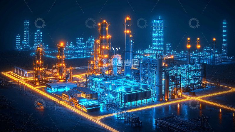 高清大图下载【趣麦麦图】未来感工业城市夜景