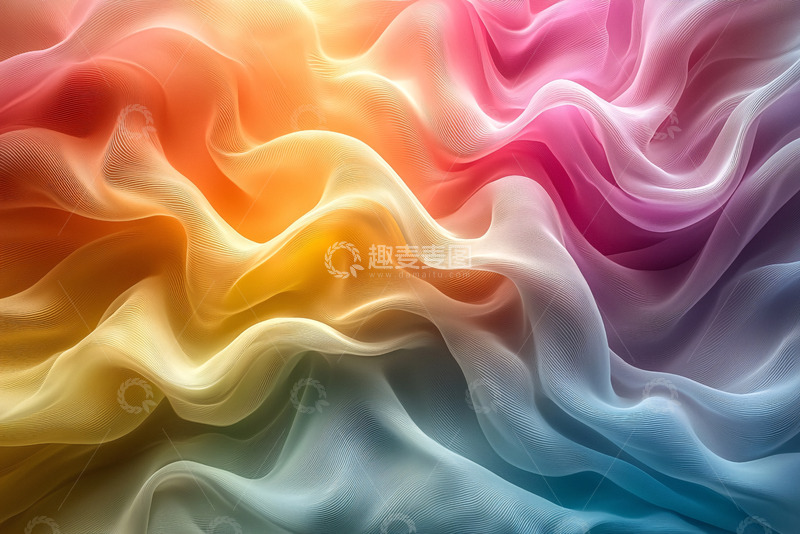 高清大图下载【趣麦麦图】彩虹渐变色丝绸布料
