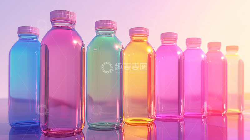高清大图下载【趣麦麦图】彩色玻璃瓶