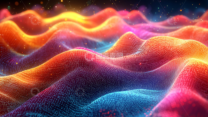 高清大图下载【趣麦麦图】彩色波浪状粒子景观