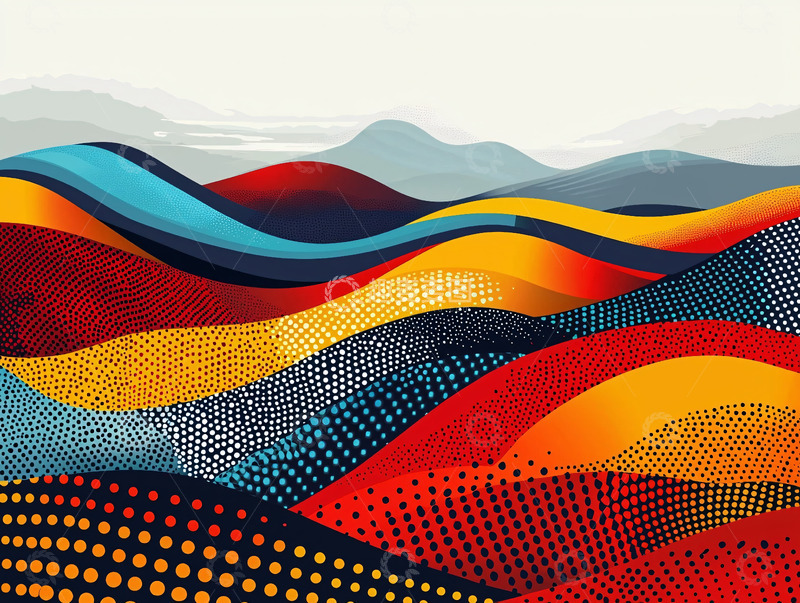 高清大图下载【趣麦麦图】抽象彩色山峦