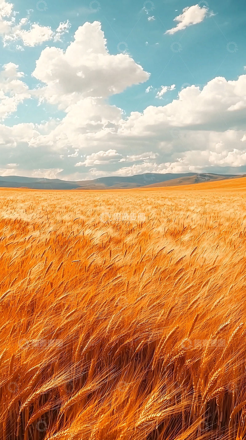 高清大图下载【趣麦麦图】金黄麦田蓝天白云