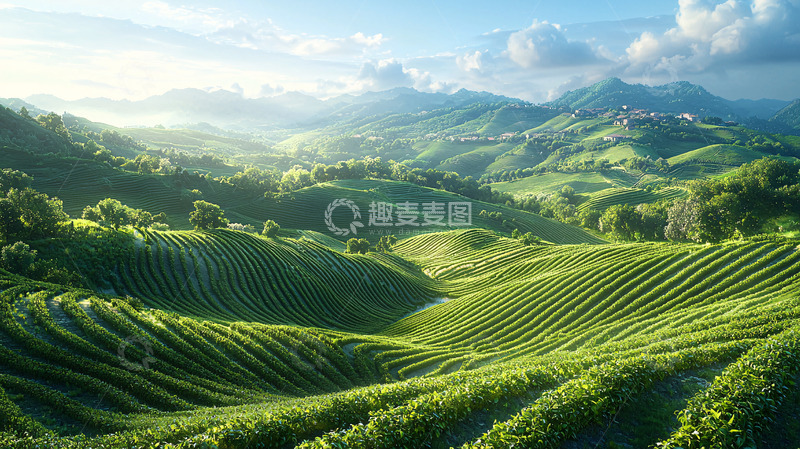 高清大图下载【趣麦麦图】阳光下的绿色丘陵