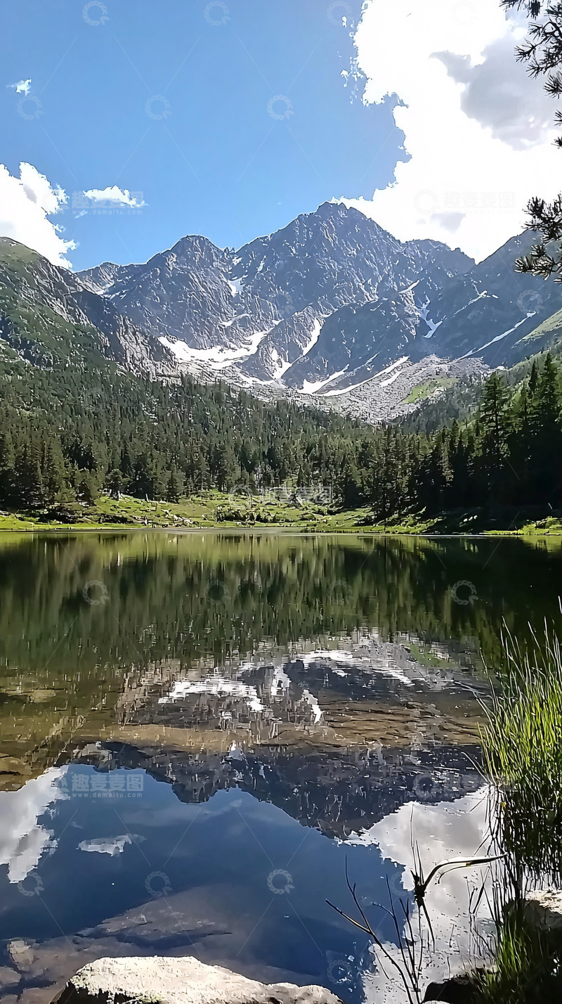 高清大图下载【趣麦麦图】高山湖泊倒影