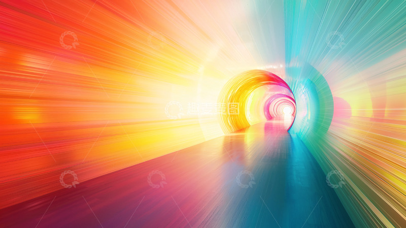 高清大图下载【趣麦麦图】绚丽多彩的光线隧道