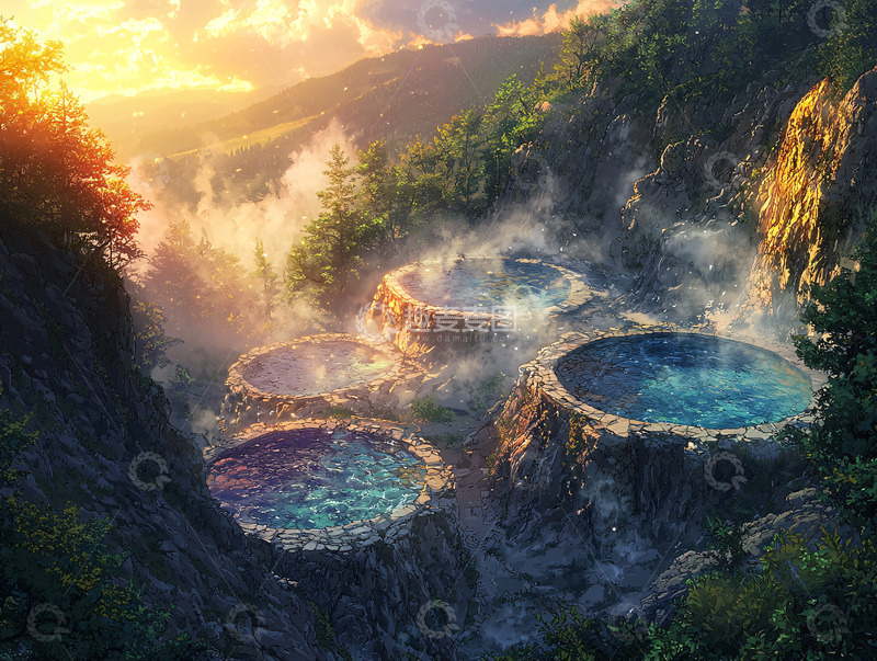 高清大图下载【趣麦麦图】山谷温泉