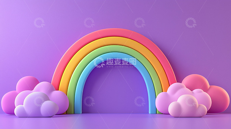高清大图下载【趣麦麦图】彩色彩虹云朵背景