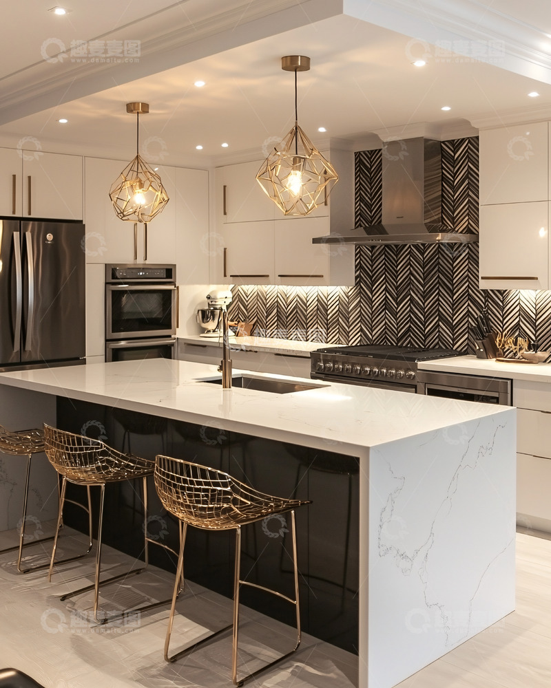 高清大图下载【趣麦麦图】现代厨房岛台