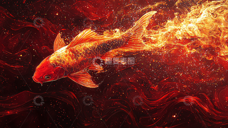 高清大图下载【趣麦麦图】火焰鲤鱼