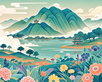 ​青绿国潮山水花草3