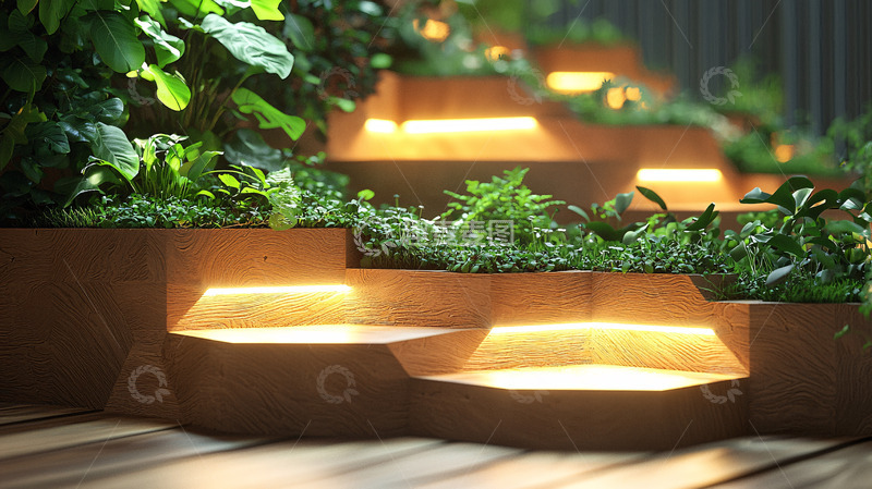 高清大图下载【趣麦麦图】绿植阶梯灯光设计