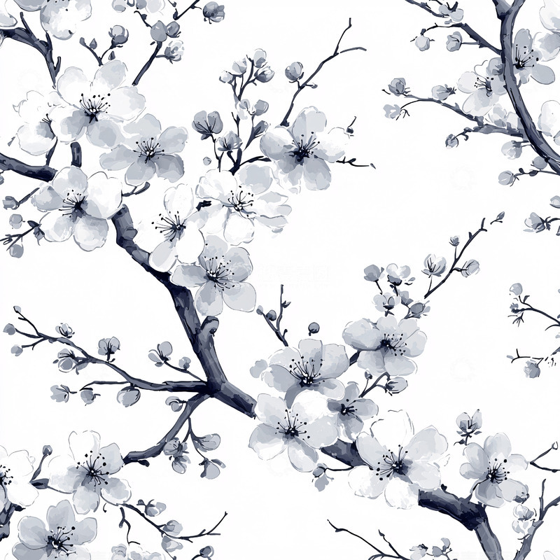 高清大图下载【趣麦麦图】水墨风梅花枝