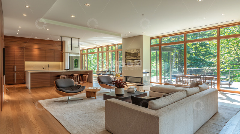 高清大图下载【趣麦麦图】现代简约风格开放式客厅